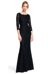 Adrianna Papell - 91879130SC Bateau Scallop Lace Evening Gown