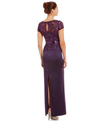 Adrianna Papell - Short Sleeve Lace Bodice Long Dress 81929760SC