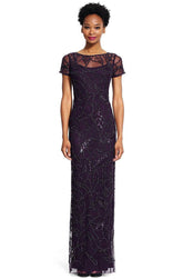 Adrianna Papell - 91929590SC Embellished Long Sheath Dress