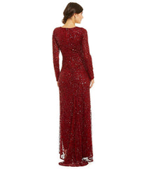 Adrianna Papell - 91915662SC Sequined V-neck Sheath Dress