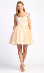 Adora Design 1004 - Lace Wide Strap A-Line Short Dress