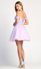 Adora Design 1006 - Layered A-Line Cocktail Dress with Appliques
