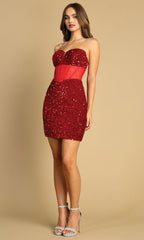 Adora Design 1049 - Illusion Bodice Sweetheart Bodycon Dress
