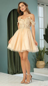 Adora Design 1052 - Butterfly Embellished Layered A-Line Dress