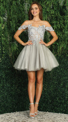 Adora Design 1052 - Butterfly Embellished Layered A-Line Dress