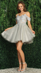Adora Design 1052 - Butterfly Embellished Layered A-Line Dress