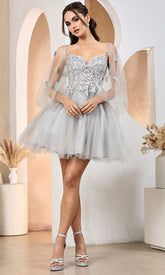Adora Design 1053 - Sweetheart Layered Dress with Butterfly Accent