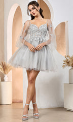 Adora Design 1053 - Sweetheart Layered Dress with Butterfly Accent