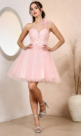Adora Design 1054 - Strappy Open Back Layered Mini Dress