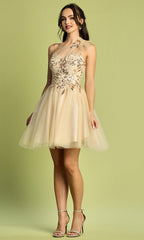 Adora Design 1054 - Strappy Open Back Layered Mini Dress