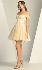 Adora Design 1060 - Sweetheart Corset A-Line Mini Dress