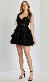 Adora Design 1063 - Bow Strap Sweetheart Tiered Dress
