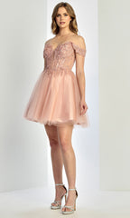 Adora Design 1066 - Embellished Off Shoulder A-Line Dress