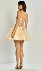 Adora Design 1072 - A-Line Shimmering Applique Cocktail Dress