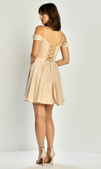 Adora Design 1088 - Cold Shoulder Corset A-Line Dress