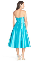 Adrianna Papell - 41912150SC Strapless Pleated Tea Length A-line Dress