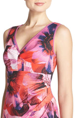 Adrianna Papell - Sleeveless Floral Print V-Neck Dress 11252350SC