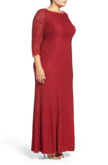 Adrianna Papell - English Lace Scalloped Evening Dress 91879131SC