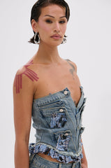 ON POINT PLAID EMBELLISHED CORSET