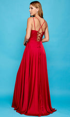 Adora Design 3013 - High Slit Surplice Neckline Prom Dress