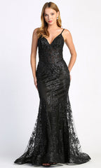 Adora Design 3053N - V-Neckline Shimmer Evening Dress