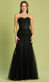 Adora Design 3108 - Sweetheart Beaded Lace Flared Dress