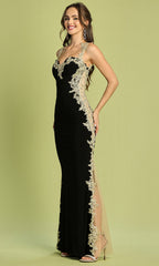 Adora Design 3115 - Cutout Back Embroidered Applique Fitted Dress