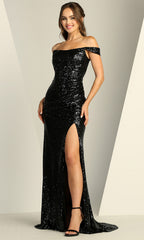 Adora Design 3119 - Iridescent Off Shoulder Sheath Dress