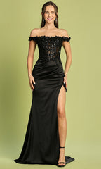 Adora Design 3132 - Illusion Corset High Slit Evening Dress