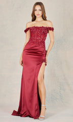 Adora Design 3132 - Illusion Corset High Slit Evening Dress