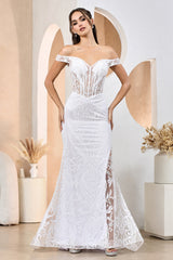 Adora Design 3168-01 - Illusion Corset Embroidered Mermaid Dress