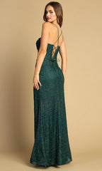 Adora Design 3169 - Lace-Up Back Slit Prom Dress