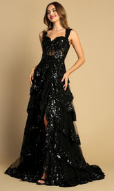 Adora Design 3174 - Wide Strap Tiered Evening Dress