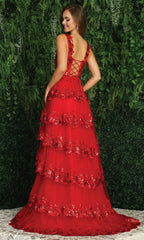 Adora Design 3174 - Wide Strap Tiered Evening Dress