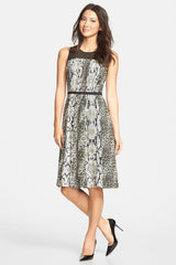 Adrianna Papell - Sheer Jewel Neck Animal Print Dress 16PD78030SC