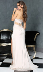 Adora Design 3180 - Applique Strapless Sheath Dress with Slit