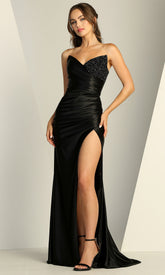 Adora Design 3182 - Ruched Ornate Lace-Up Back Prom Dress