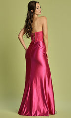 Adora Design 3184 - Strapless Lace Embellished Dress with Slit