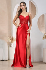 Adora Design 3190 - Plunging Neckline Lace-Up Evening Dress