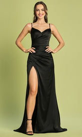 Adora Design 3192 - Ruched V-Neckline Sheath Evening Dress