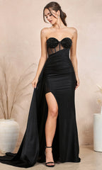 Adora Design 3195 - Strapless Empire Waist Embellished Dress