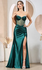 Adora Design 3197 - Illusion Back High Slit Strapless Dress