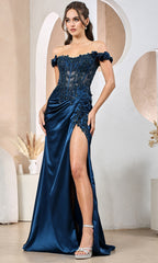 Adora Design 3199 - 3D Floral Accent Sheath Evening Dress