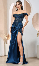 Adora Design 3199 - 3D Floral Accent Sheath Evening Dress
