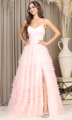 Adora Design 3202 - V-Neckline Tiered Ruffle Prom Gown