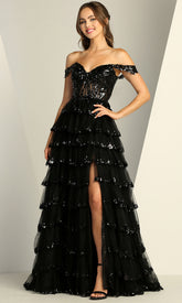 Adora Design 3213 - Sweetheart Neckline Tiered A-Line Dress with Slit