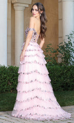 Adora Design 3213 - Sweetheart Neckline Tiered A-Line Dress with Slit