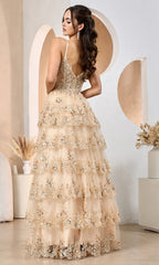 Adora Design 3217 - Sleeveless Tiered Long Dress with Slit