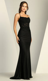 Adora Design 3224 - Lace-Up Back Sleeveless Dress with Embroidery