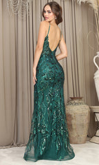 Adora Design 3225 - Low V-Back Dazzling Beaded Sheath Dress